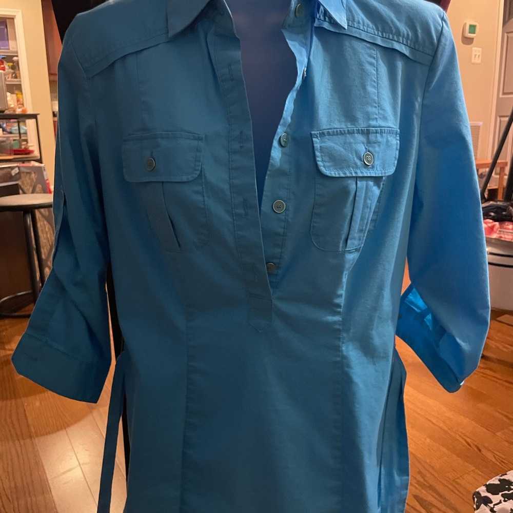 New York & Company Teal Collared Shirt